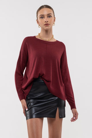 WAVES - DROP SHLDR SWEATER - ROSEWOOD - 1