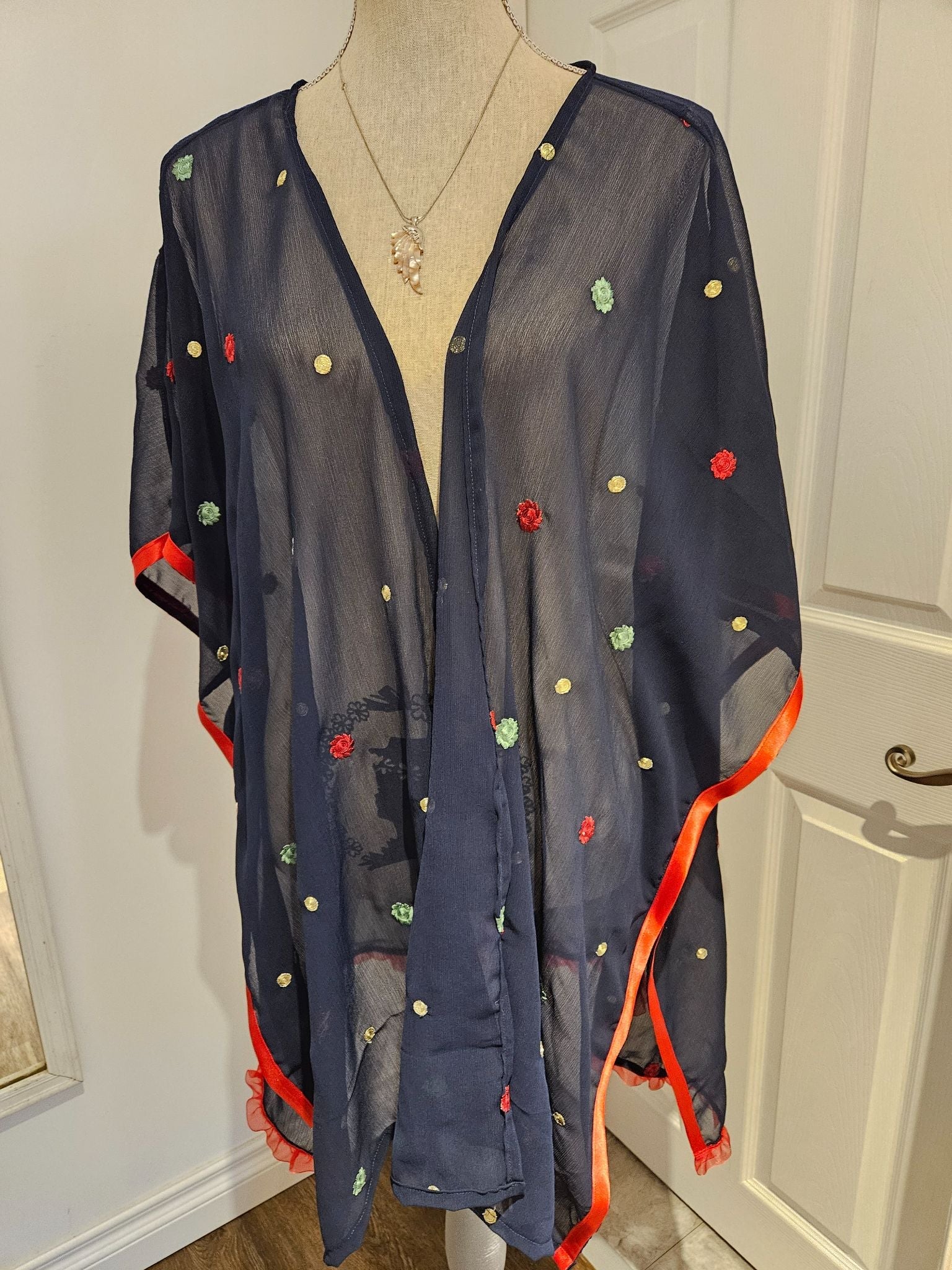 JEMM Designs - Dark Blue Embroidered Kimono - 1