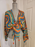 JEMM Designs - Cropped Rainbow Love Tie Front Coverup - 1