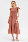 WAVES - SMOCKED TIERED MIDI - TERRACOTTA - 1