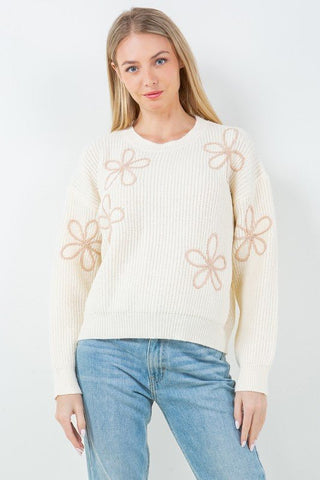 WAVES - FLORAL KNIT PULLOVER - 1