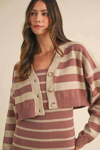 WAVES - STRIPE CROP CARDIGAN - 1