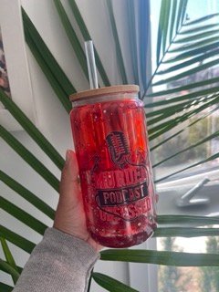 "Murder Podcast Obsessed" Slow Flow Lava Drip 16oz. Iced Coffee Glass - 1