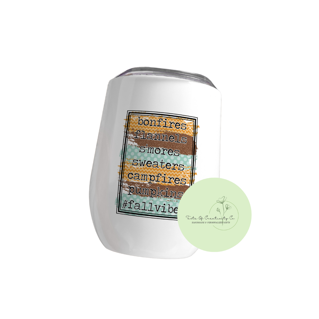 "#FallVibes" Sublimated 12oz. Wine Tumbler - 1