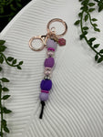 Beauty in the Beads - Purple Floral keychain  - 1