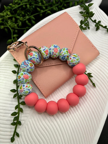 Beauty in the Beads - Pink Floral Wristlet  - 1