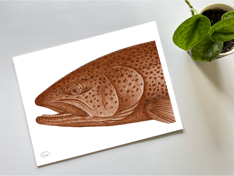 Fishful Thinking Art - Sepia Brown Trout Giclee Print - 1