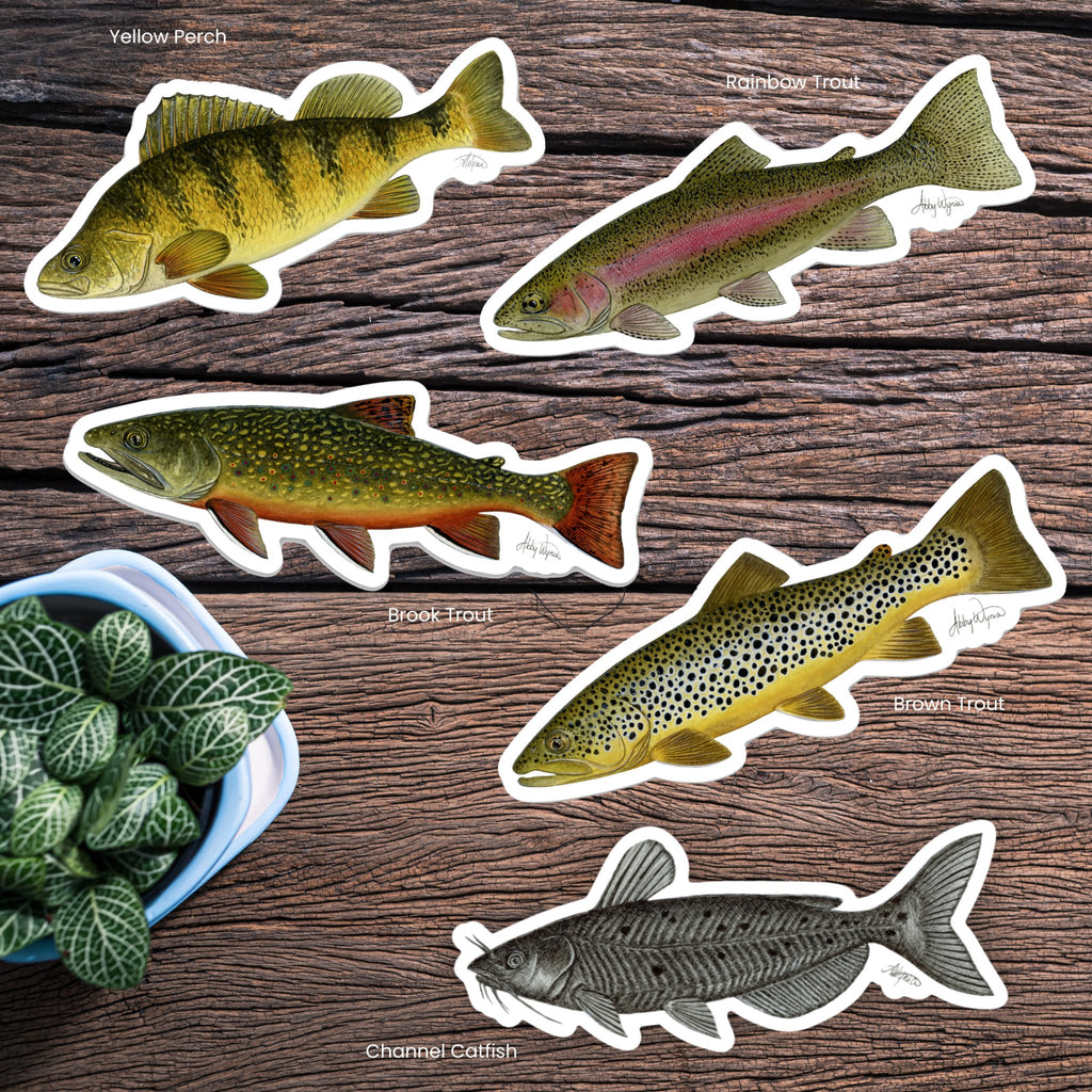 Fishful Thinking Art by Abby Wynia - 4" Vinyl Sticker - 1