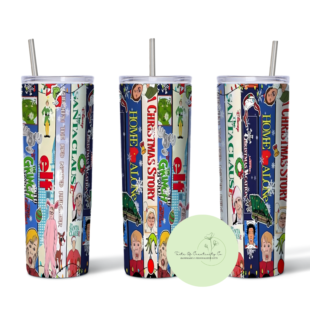 Taste Of Creativity CO. - "Christmas Movie Shelf" 20oz. Skinny Tumbler - 1