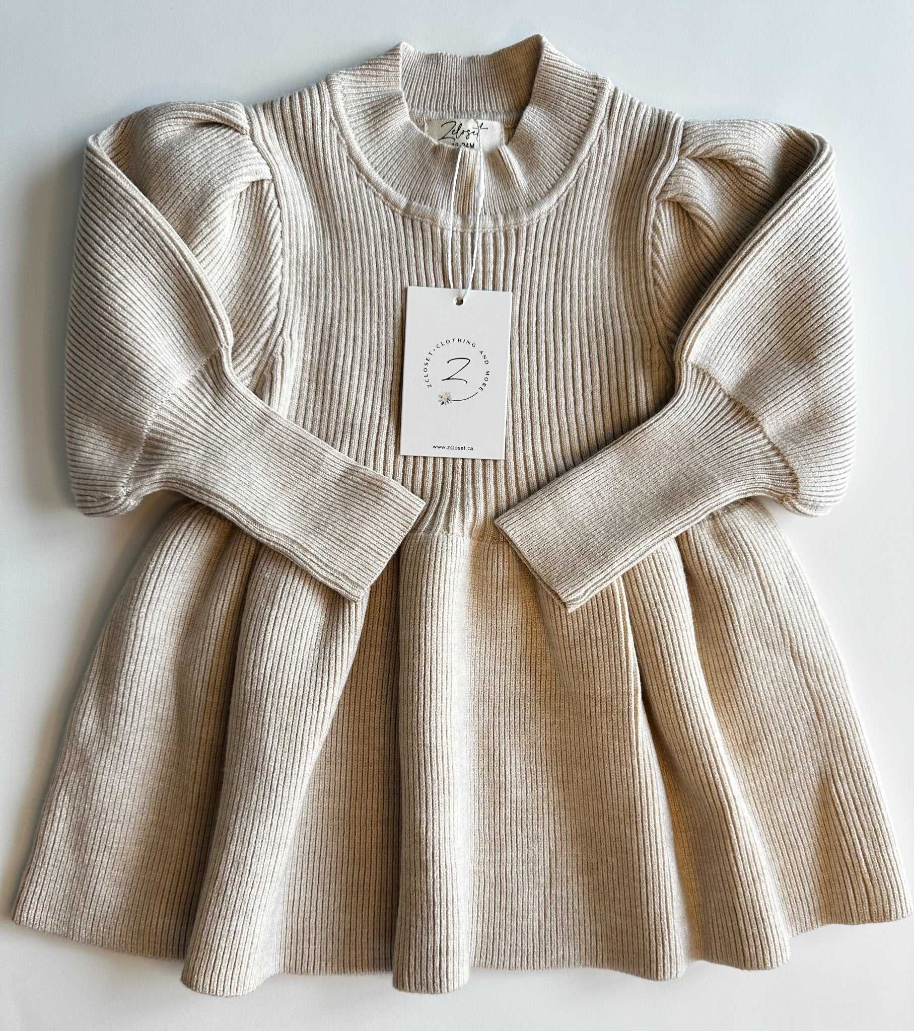 Zcloset - Cuddle Cloud Dress (White & Beige) - 5