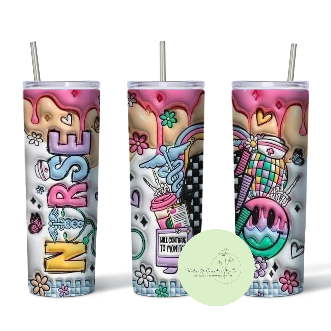 Taste Of Creativity CO. - 3D "NURSE Retro" 20oz. Skinny Tumbler - 1