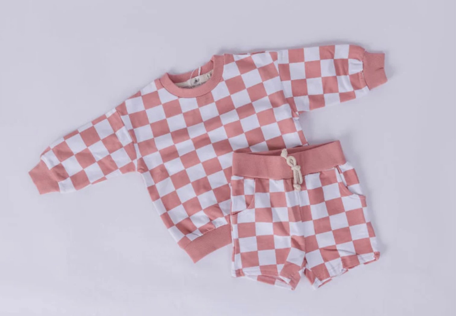 005 Checkered Short Set - Pink - 1