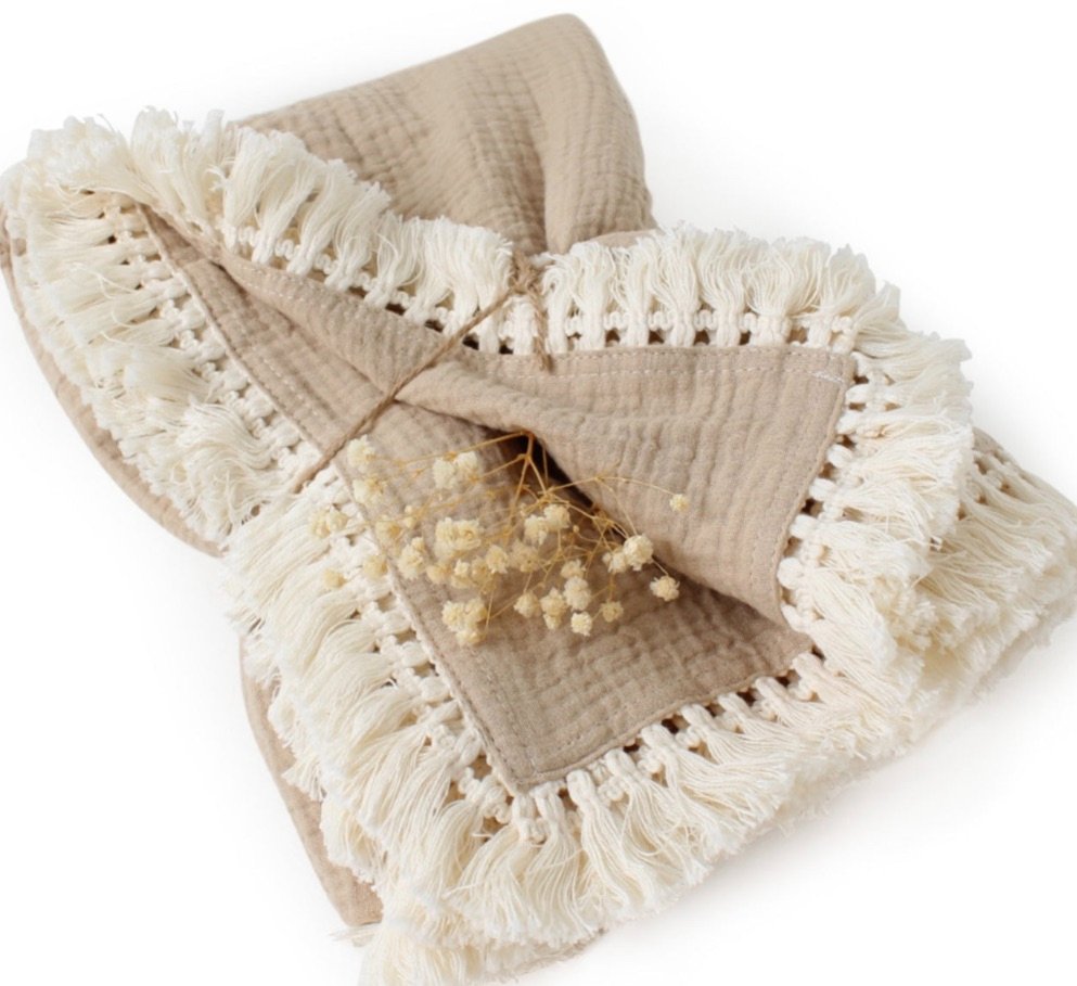 020 Muslin Baby Blankets - Tan  - 1
