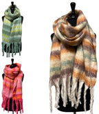 Juniper Wish - Plush Scarf - Bold Statement Multicolor Striped Super Soft Plush Scarf