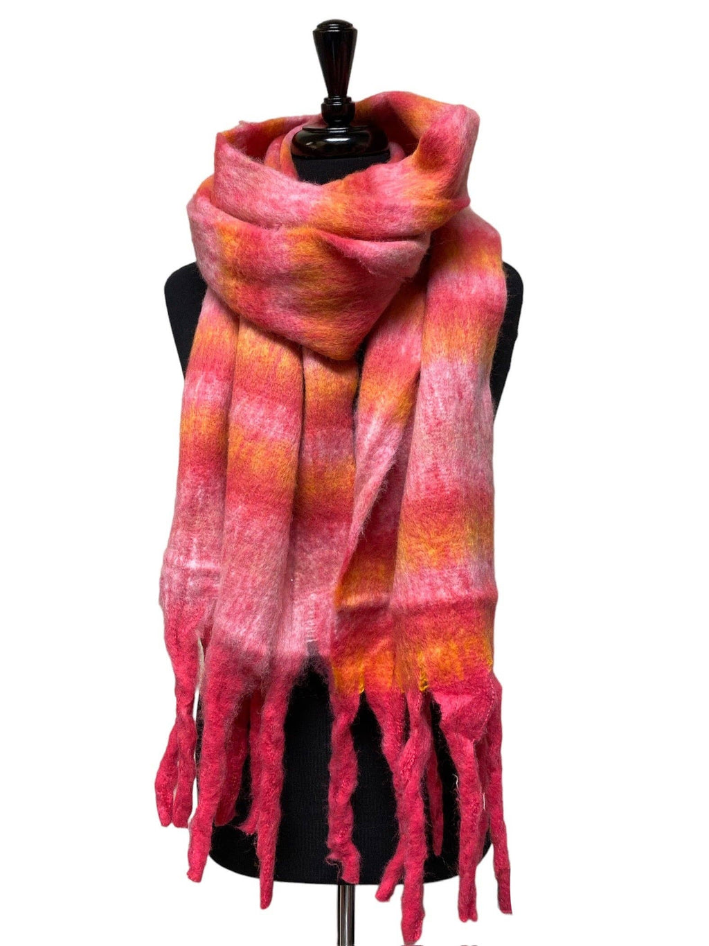 Juniper Wish - Plush Scarf - Bold Statement Multicolor Striped Super Soft Plush Scarf