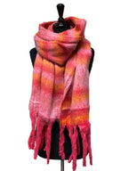 Juniper Wish - Plush Scarf - Bold Statement Multicolor Striped Super Soft Plush Scarf