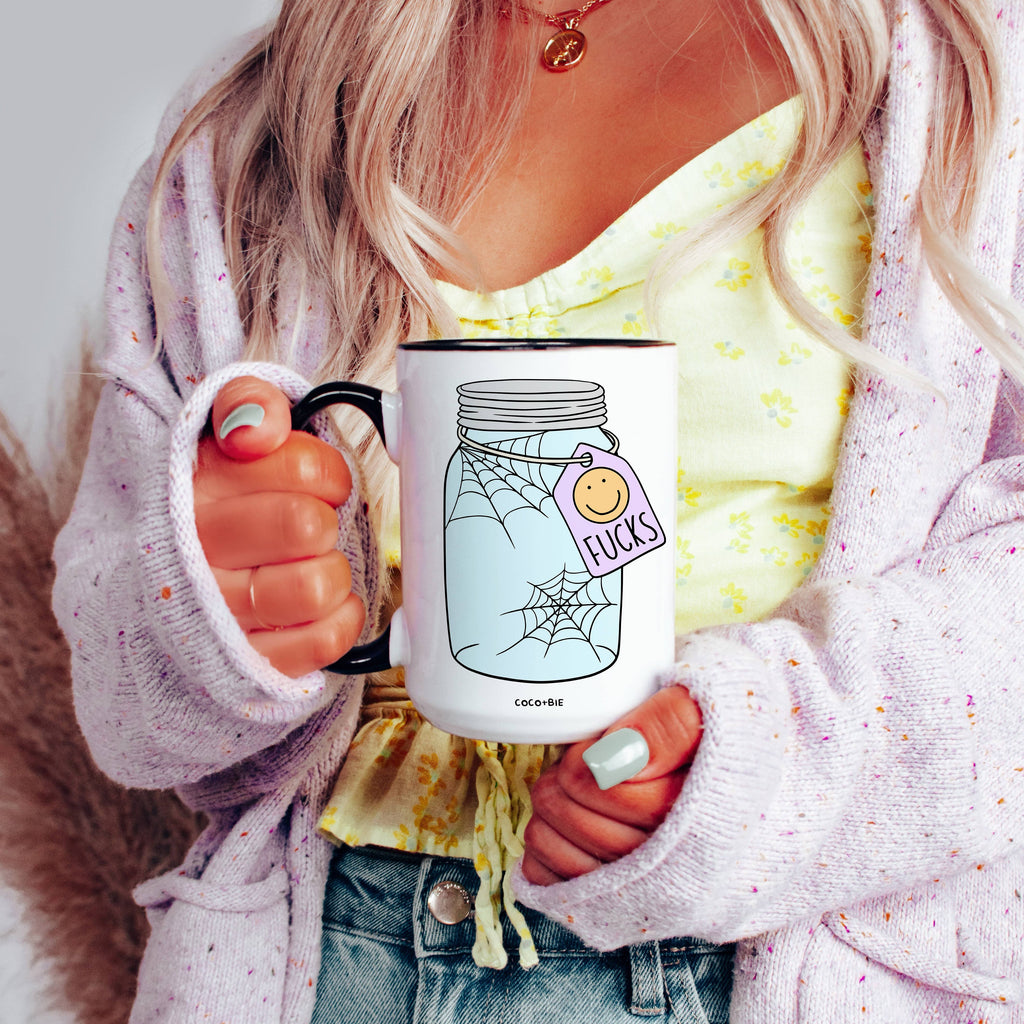 Coco + Bie - Jar of Fucks, Zero Fucks Given, Mental Health  - 15oz Mug