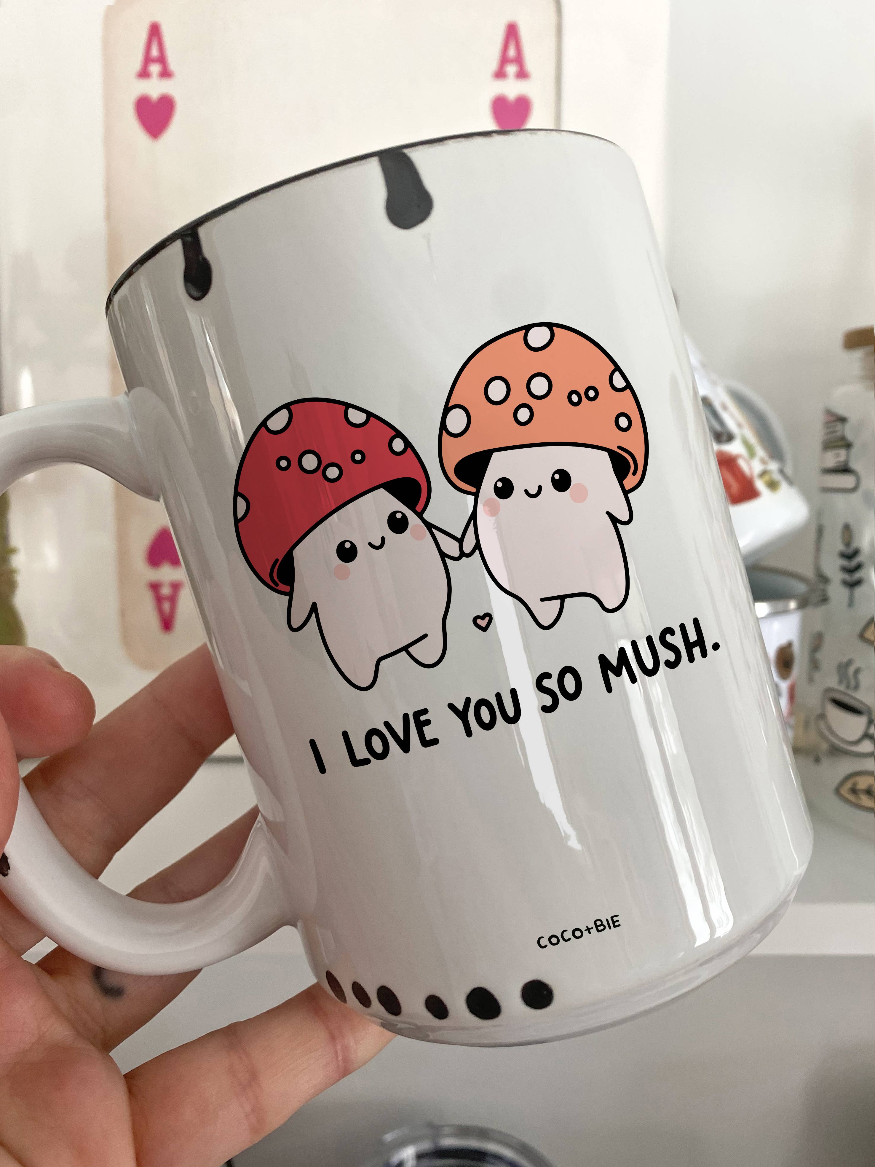 Coco + Bie - I Love You So Mush - Mushroom Mug, Cute Mushrooms, Cute Mug