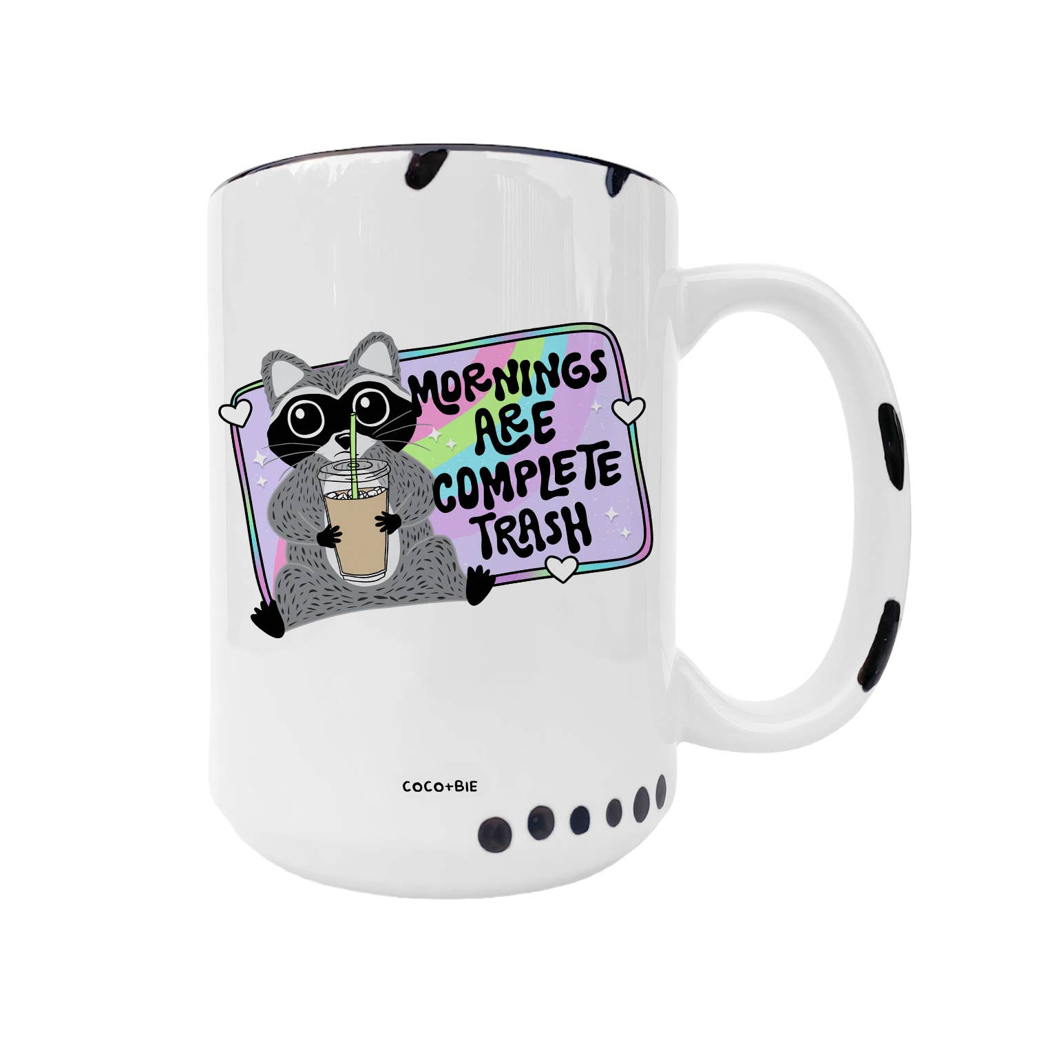 Coco + Bie - Mornings Are Trash - Funny Mug,  Raccoon, Trash Can, Cute