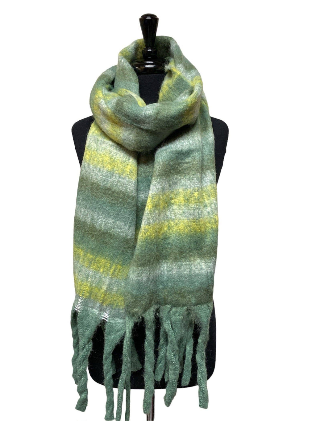 Juniper Wish - Plush Scarf - Bold Statement Multicolor Striped Super Soft Plush Scarf