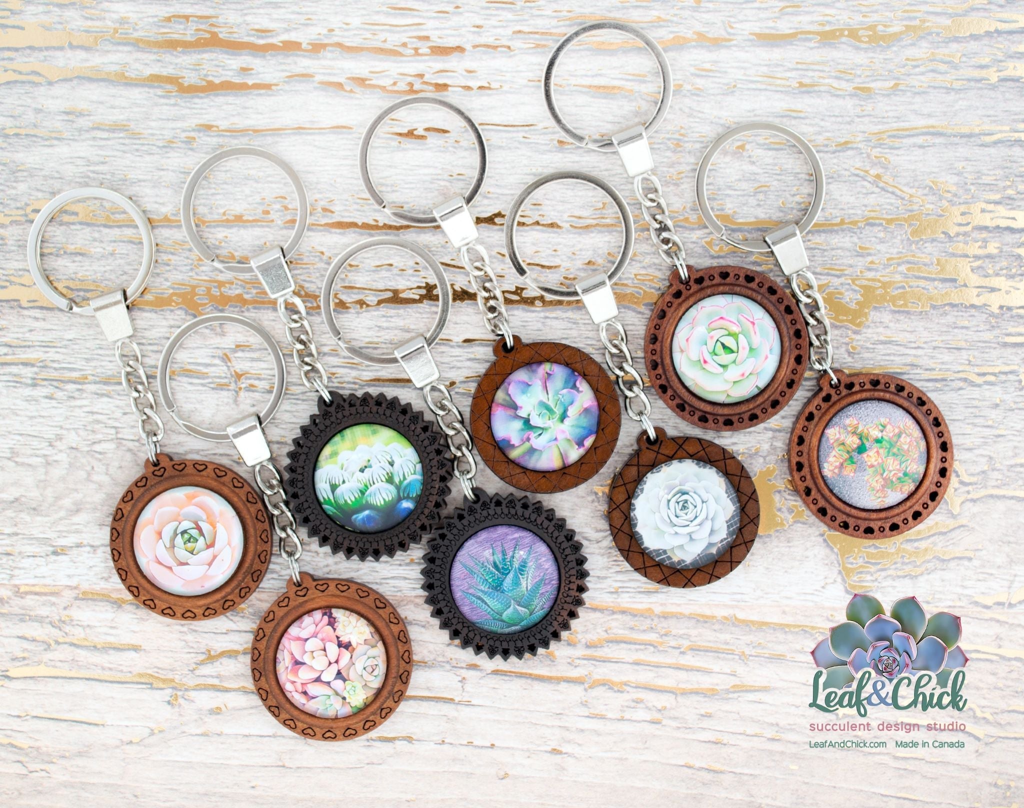 Leaf & Chick - Wood Keychains - 1