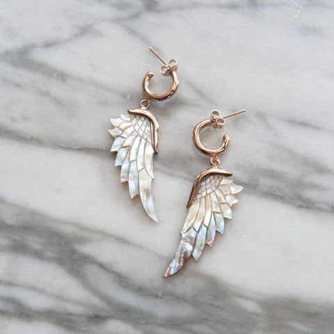 JEMM Designs - Abalone Angel Wing Opal Wonder RG Hoop Earrings - 1