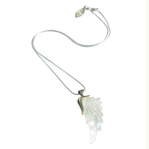JEMM Designs - Abalone Angel Wing Angelica White SS Necklace - 1