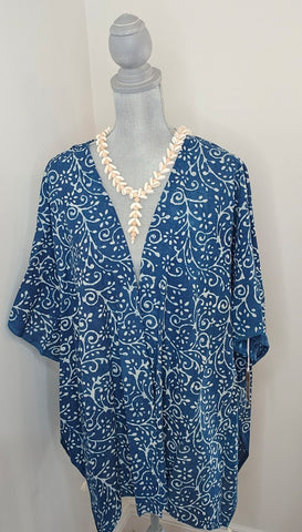 JEMM Designs - Navy Blue Handblock Midlength Kimono - 1